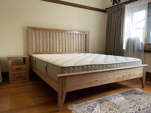 KING SIZE HARDWOOD BED WITH SIDE TABLES AUSTRALAIN HARDWOOD (BRIGHTON STYLE) | Custom Handmade by Peter Wenborn - (, )