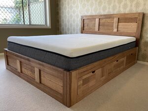 HARDWOOD QUEEN SIZE BED WITH 4 DRAWERS (WAHROONGA STYLE) | Custom Handmade by Peter Wenborn - (, )