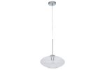 Glass Ribbed Oval Pendant | Clear & Silver