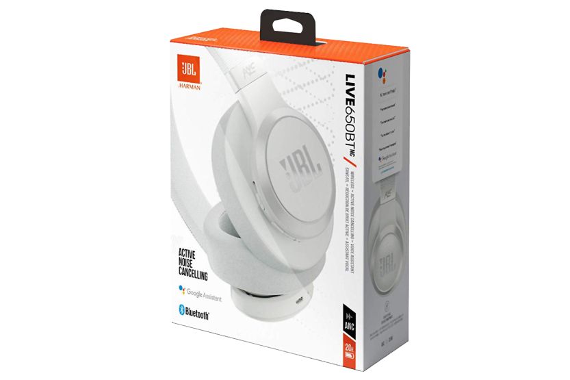 JBL Live 650BTNC Wireless Over-Ear Noise-Cancelling Headphones | White