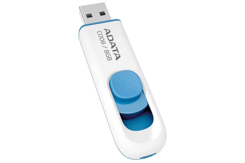 ADATA C008 USB 2.0 Capless Flash Drive | 8GB | White/Blue