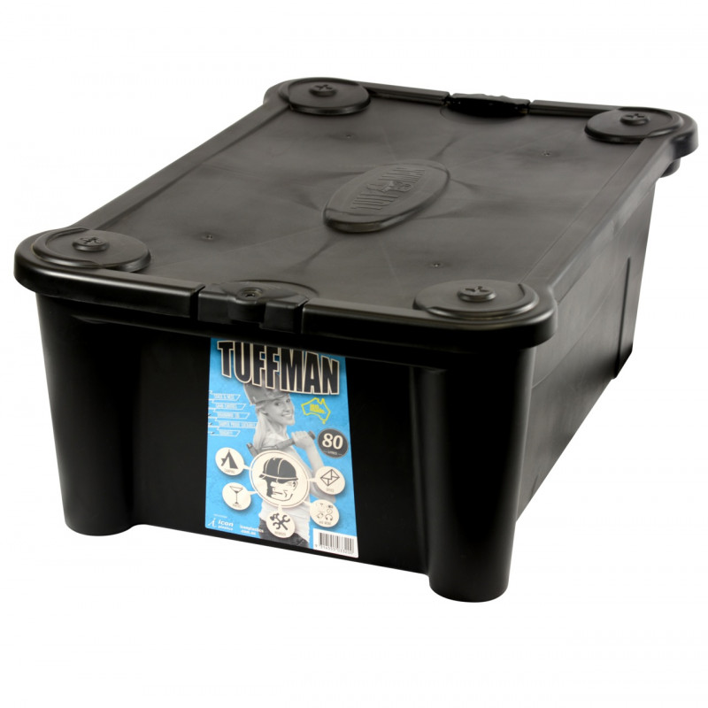 Tuffman Plastic Storage Box with Lid 80L Home Timber & Hardware