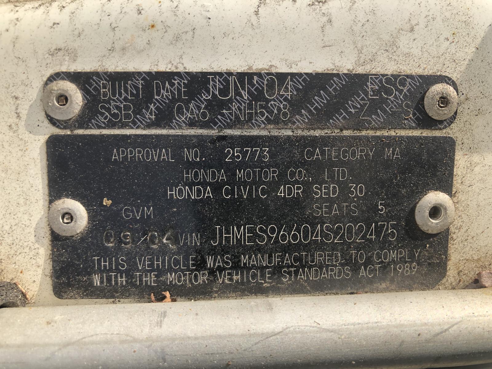 View Auto part Engine Honda Civic 2004