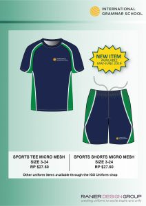 New IGS sports tops and shorts