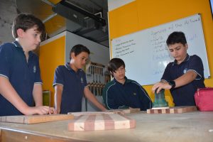 Year 7 woodwork club members at work