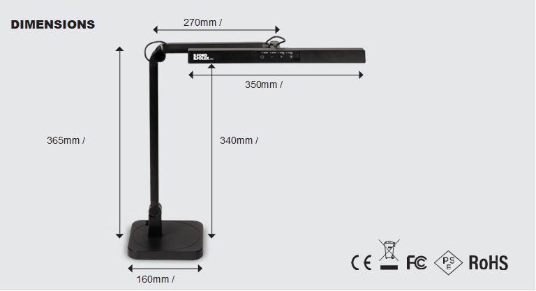 Ilford Ilfolux Colour Viewing Lamp Dimensions