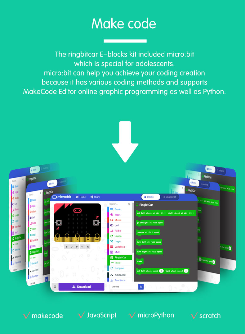 Ring:Bit Car v2 for micro:bit (without micro:bit) — Little Bird