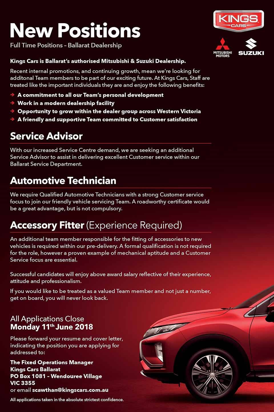 Kings Cars Careers - Ballarat