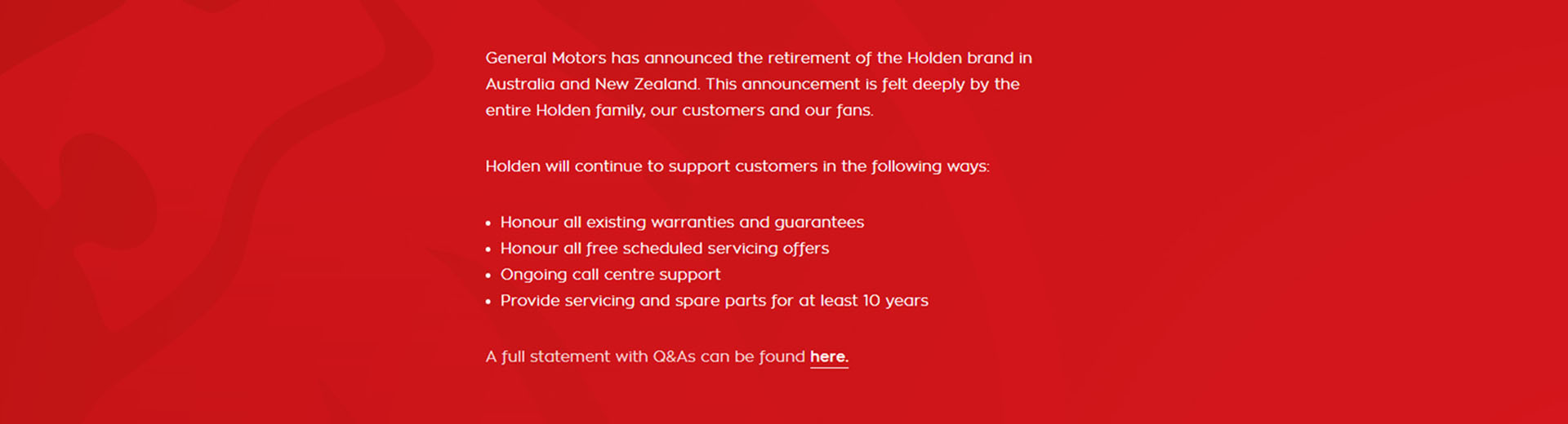 Holden Statement