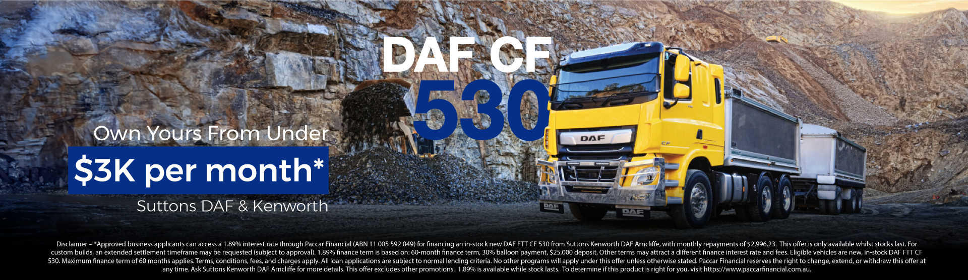 Suttons DAF CF530 - Under $3,000 per month
