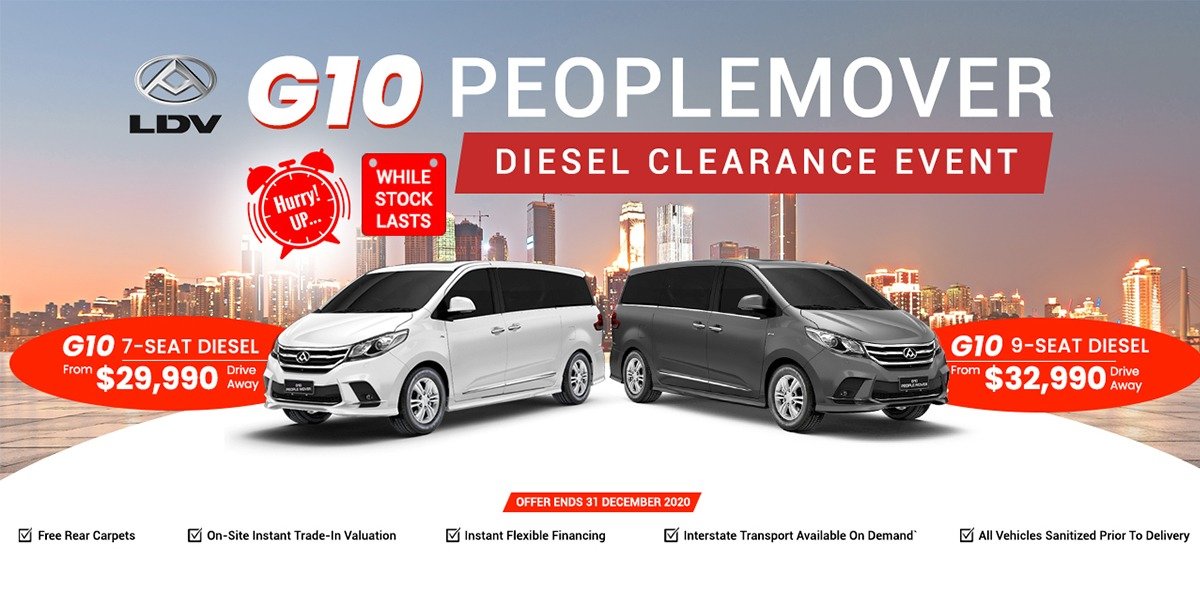 blog large image - MY19 LDV G10 7/9 Seat Diesel Clearance Event