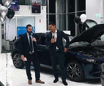 Alex Glenn and Luke Camilleri at the Next-Gen Mazda3 Launch image