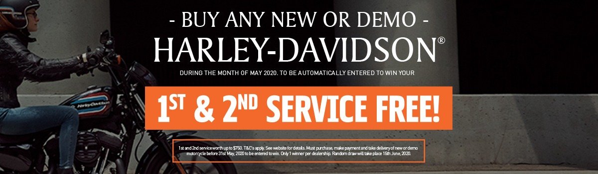 Buy any New or Demo H-D® during May & be entered to WIN your 1st & 2nd service FREE. Large Image