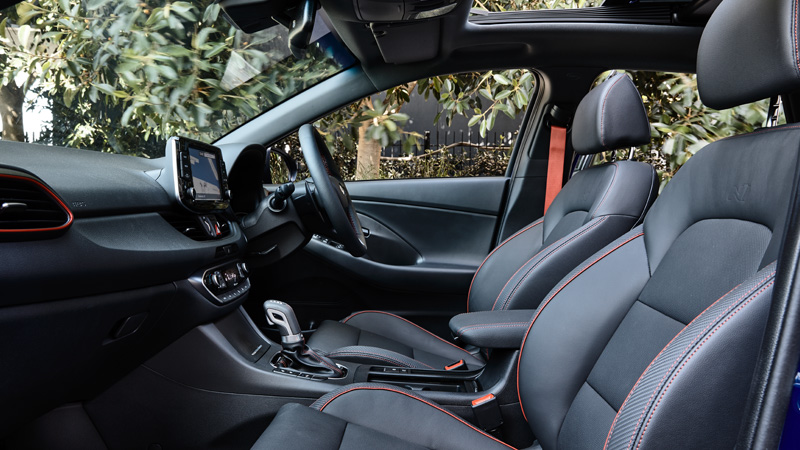 Leather appointed interior.