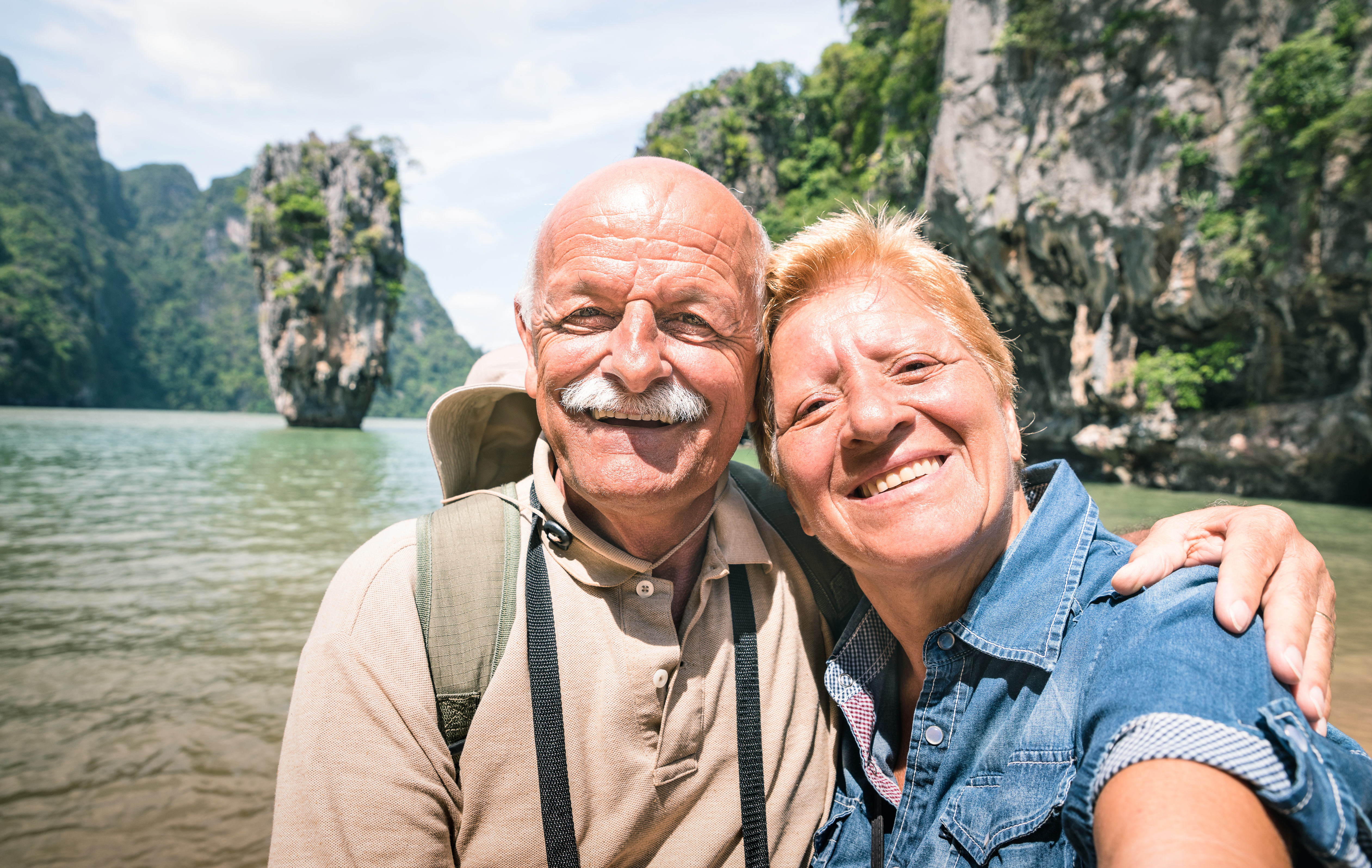 Happy older couple overseas