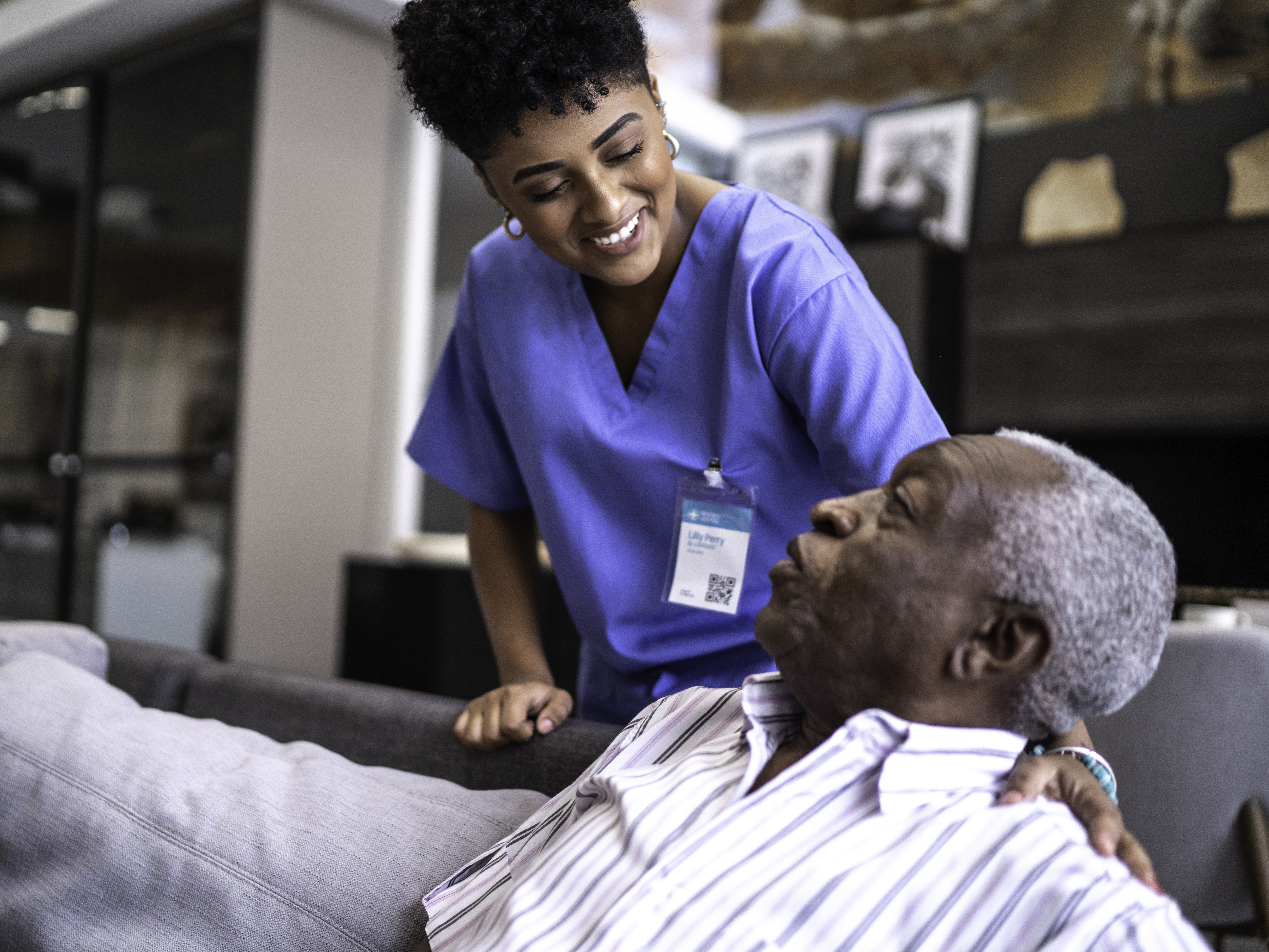 Residential worker with a nursing home resident.