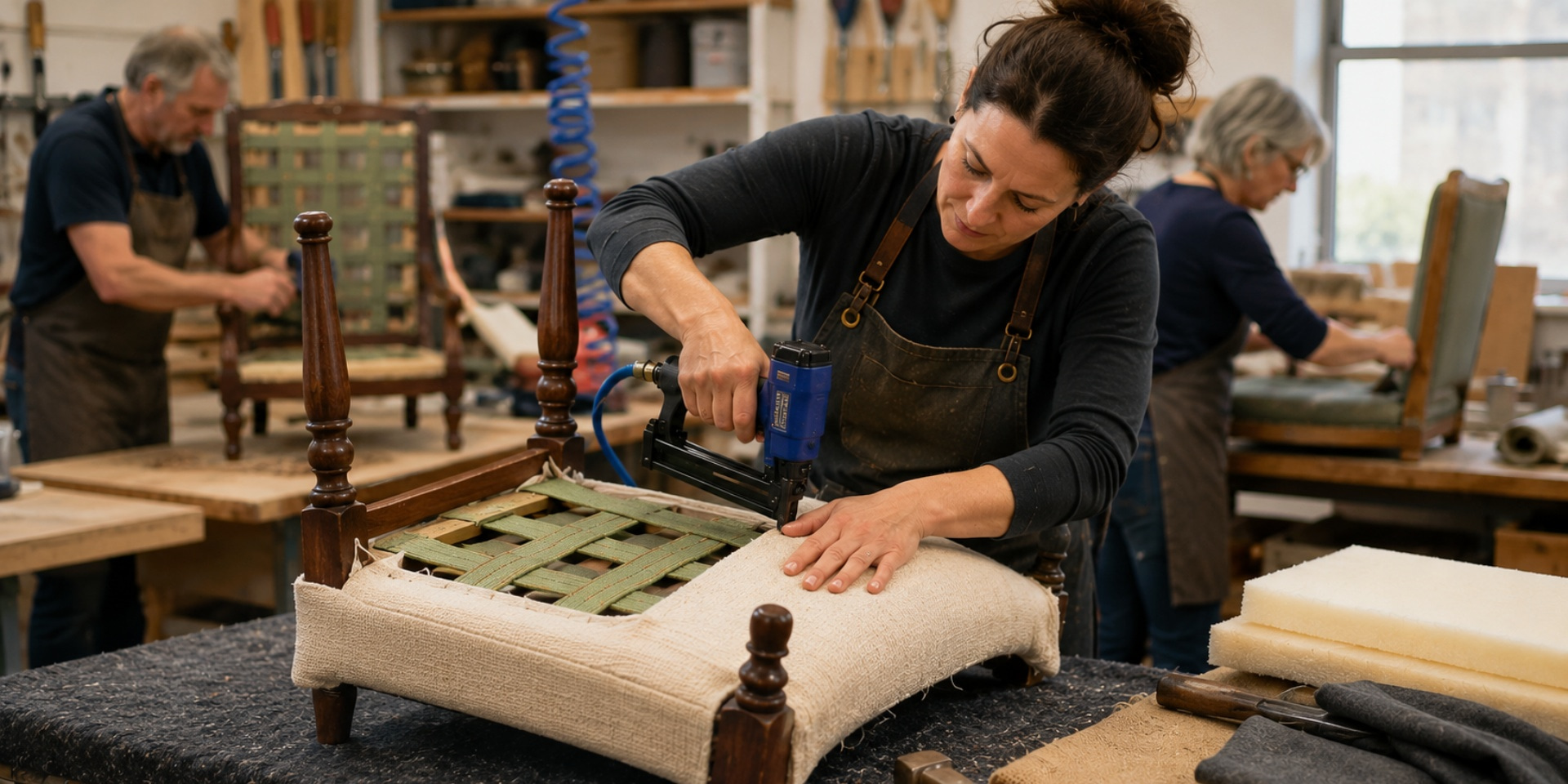 Intermediate Upholstery Workshop: Webbing, Padding & Air Stapling Techniques