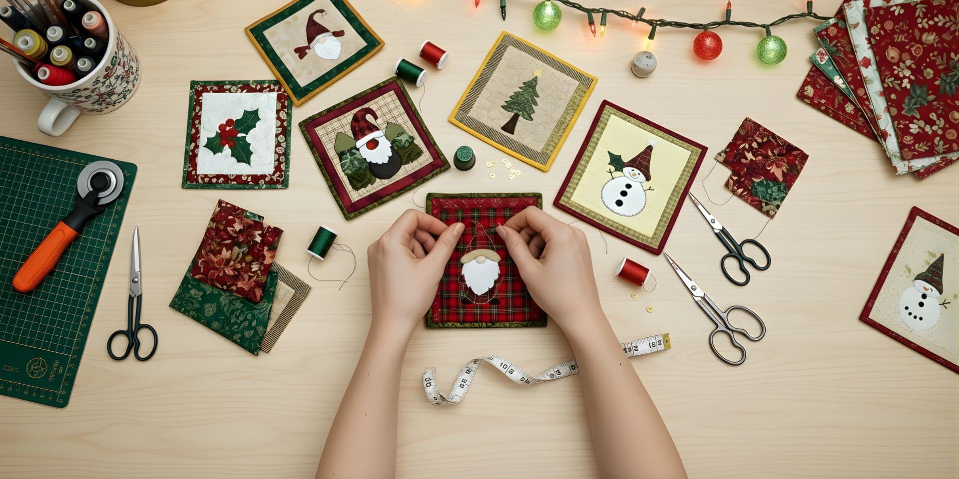 Sew Festive Gifts: Buttonhole Appliqué Mug Rugs