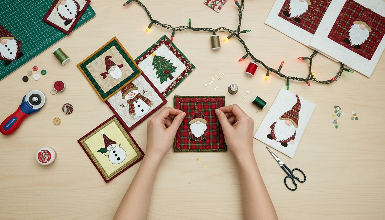 Sew Festive Gifts: Buttonhole Appliqué Mug Rugs