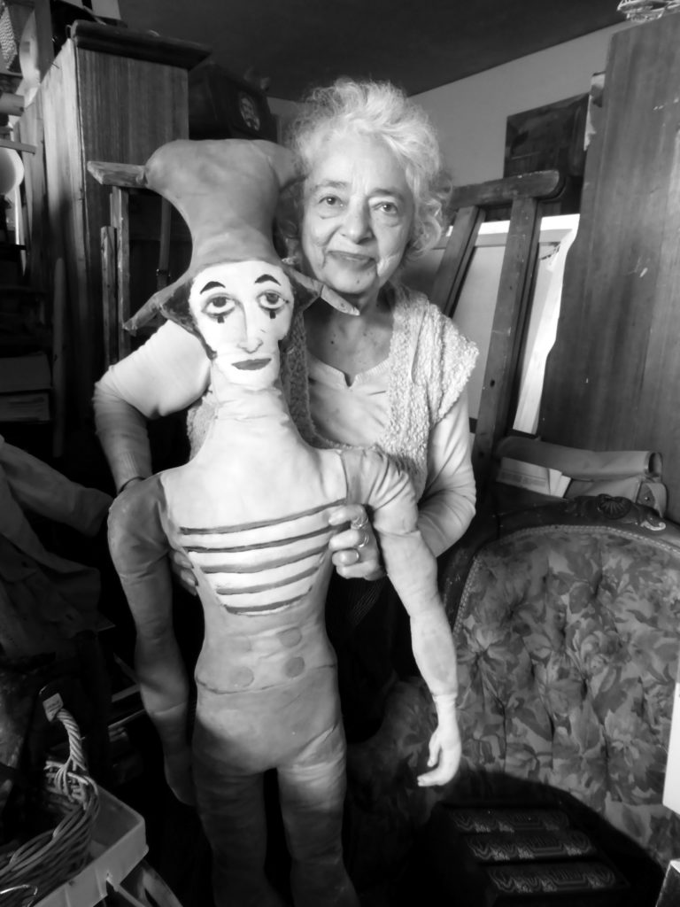 Mirka with her ‘Bip’ doll. Photograph by Sabine Cotte.