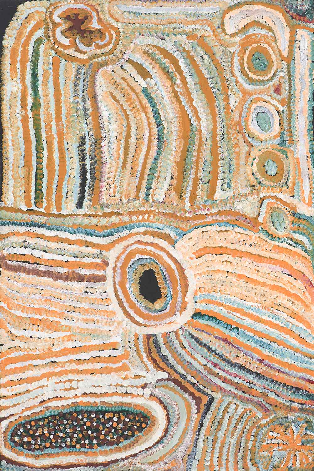 Elizabeth Nyumi Nungurrayi<br /> Minyilli, Near Kiwirrkurra, Western Australia 1997<br /> From the National Australian Bank Art Collection, forthcoming auction, 22 August 2022