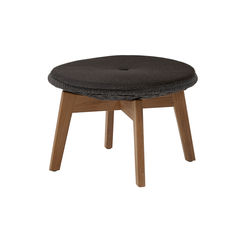 Peacock Footstool Dark Grey / Teak Legs Loam