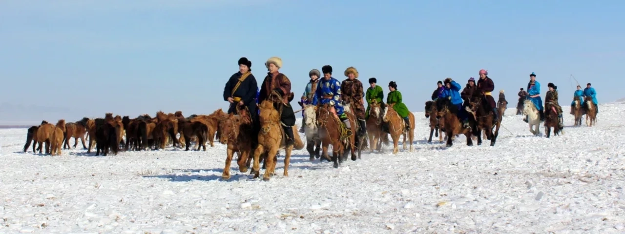 Horse herders during Tsagaan sar