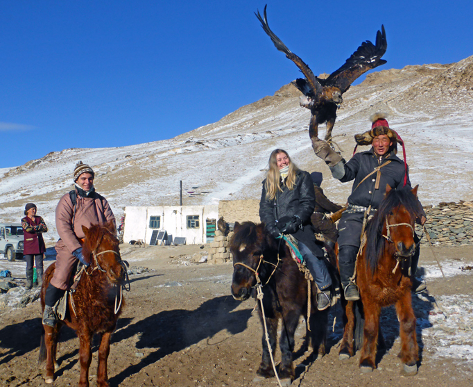 Hunting with Golden Eagle in December, Western Mongolia