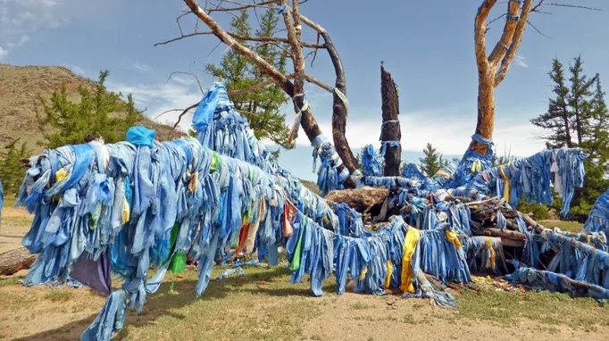 Mongolian-shaman-offering-tree