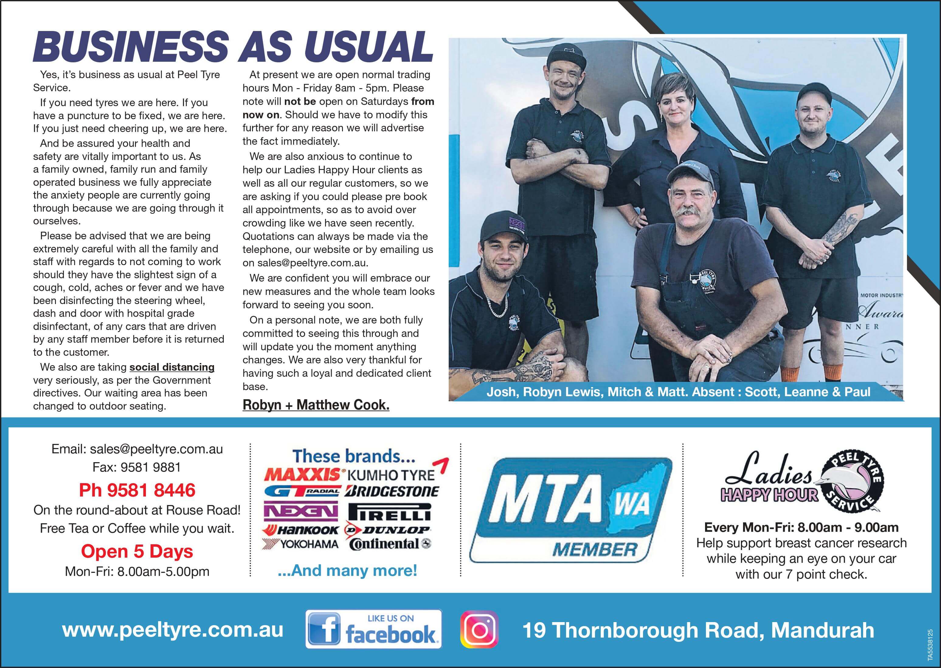 it’s business as usual at Peel Tyre Service