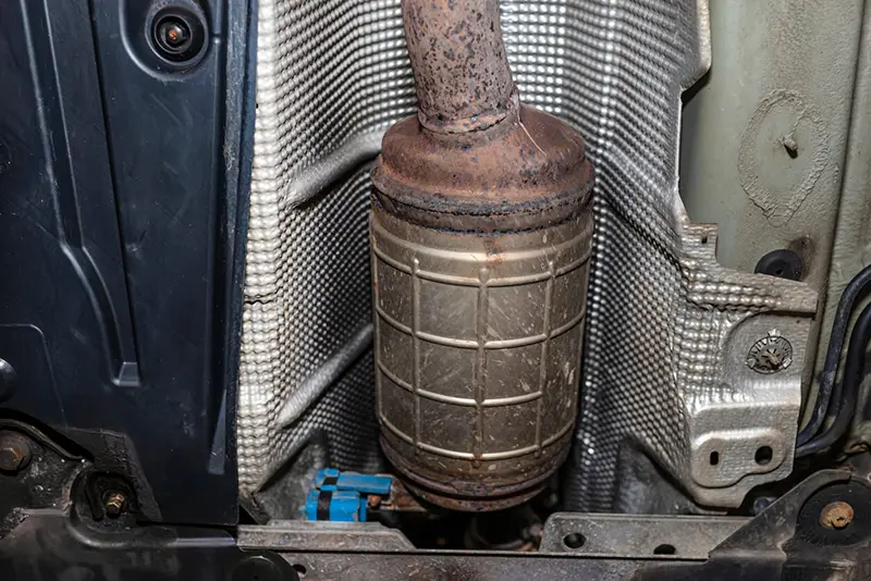 DPF shown as part of a vehicles exhaust system.