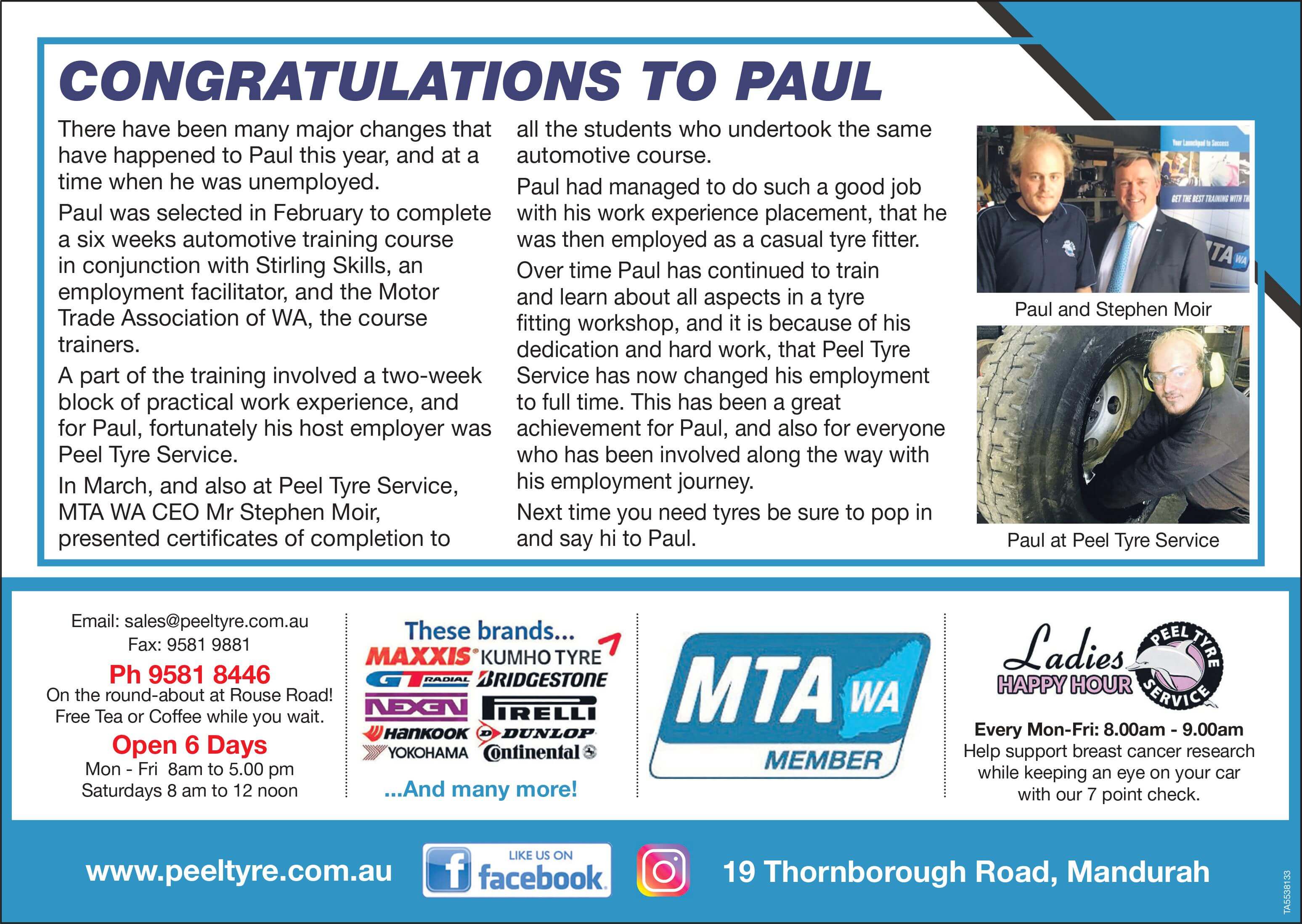 Congratulations to Paul
