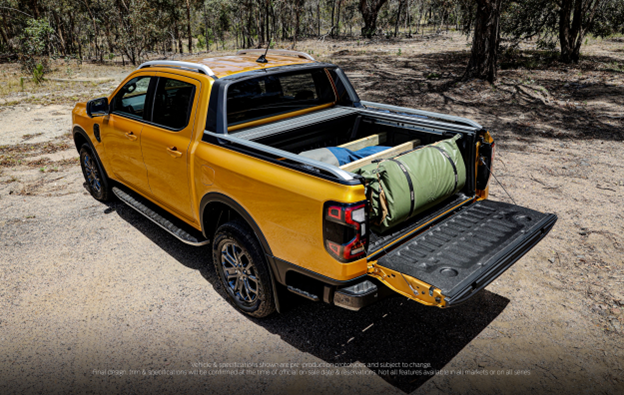 a ford ranger with an open tray