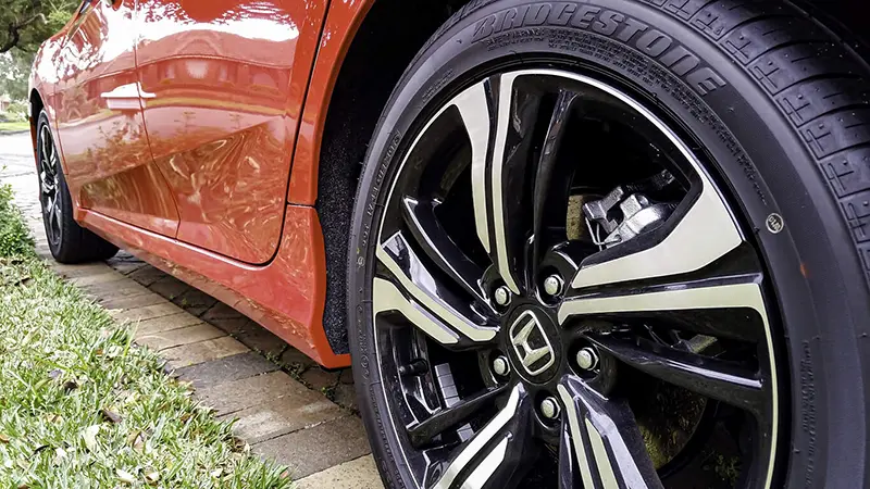 Bridgestone Ecopia tyres are a class-leading tyre optimised for efficiency. Bridgestone tyre fitted to red honda