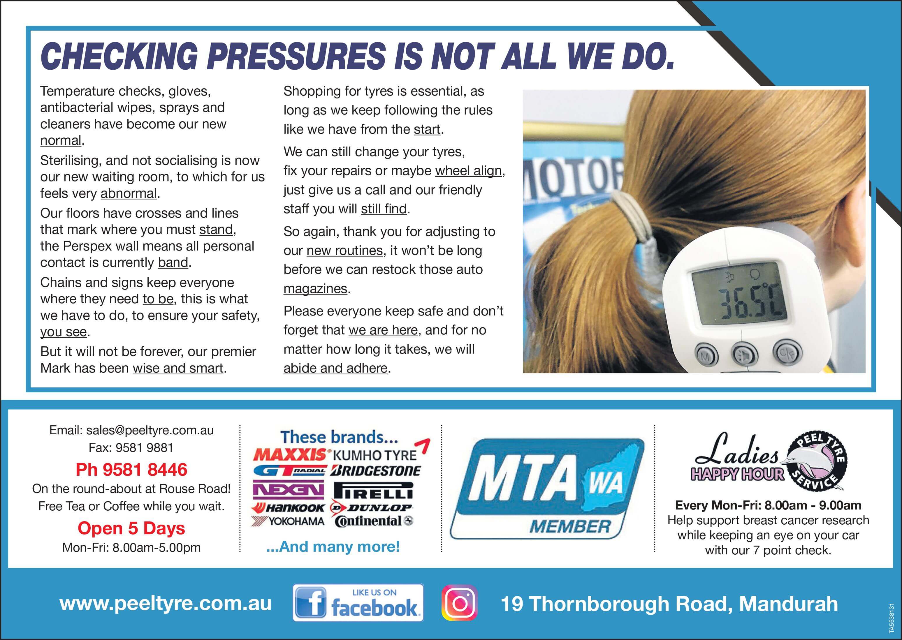 Checking pressures is not all we do.