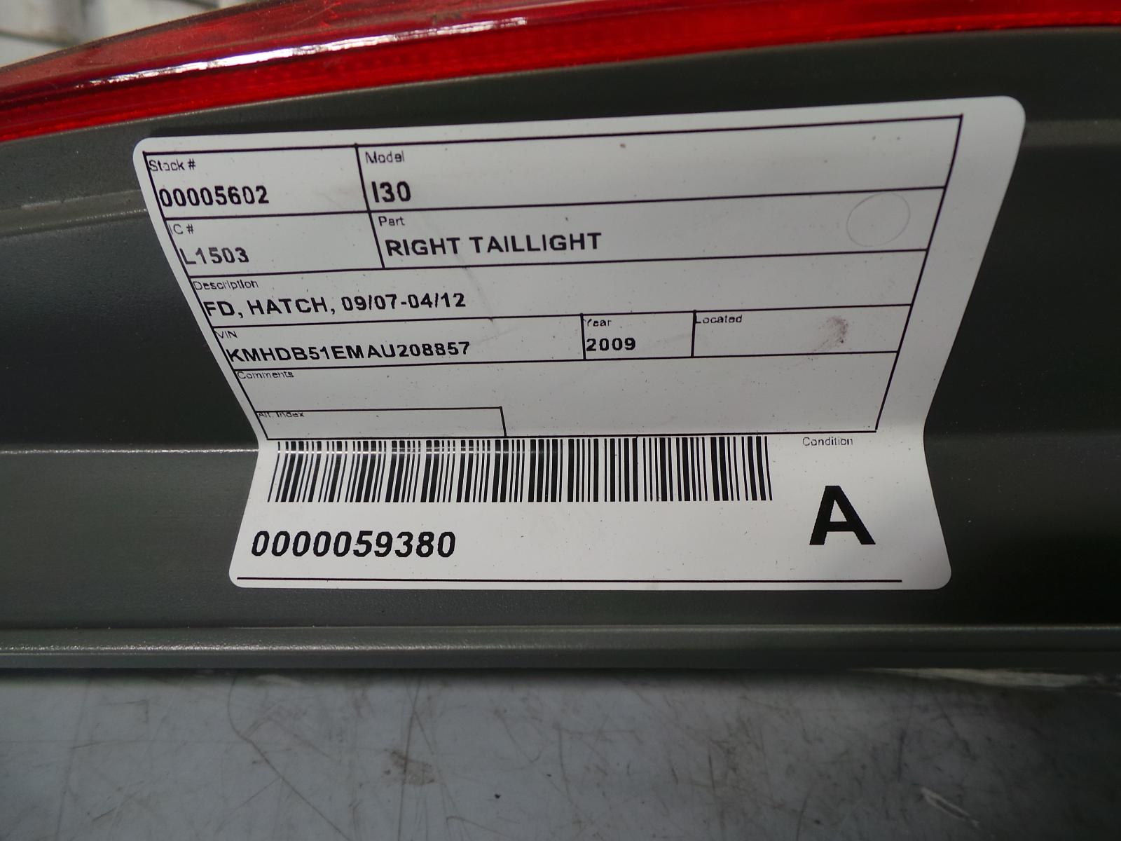View Auto part Right Taillight Hyundai I30 2009