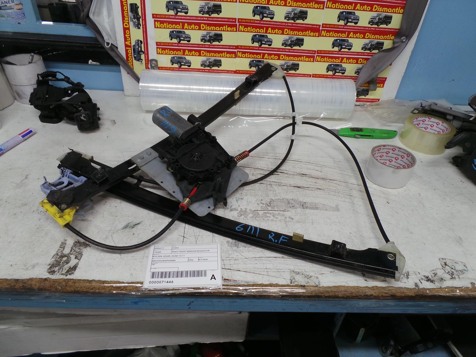 View Auto part Right Front Window Reg/Motor Honda Civic 2006