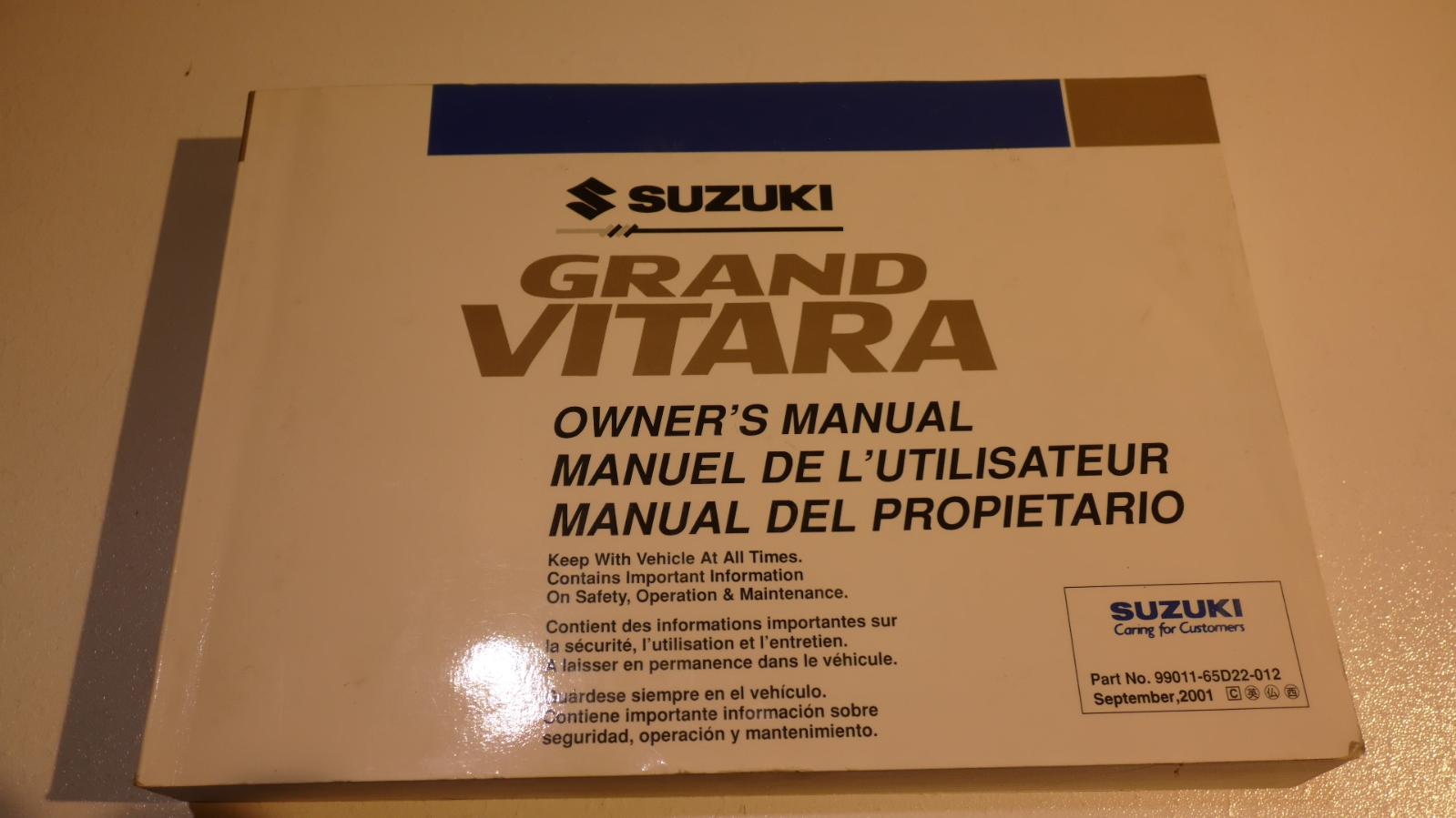 View Auto part Owners Handbook Suzuki Vitara 2002