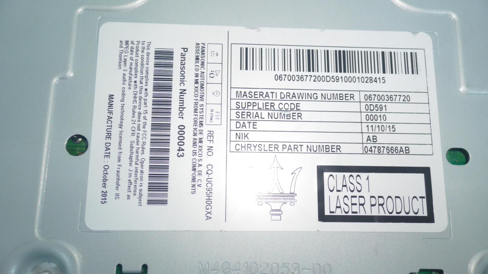 View Auto part Radio/Cd/Dvd/Sat/Tv Maserati Ghibli  2015