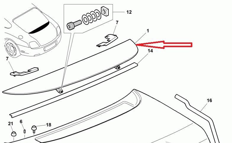 View Auto part Rear Spoiler Bentley Continental 2012