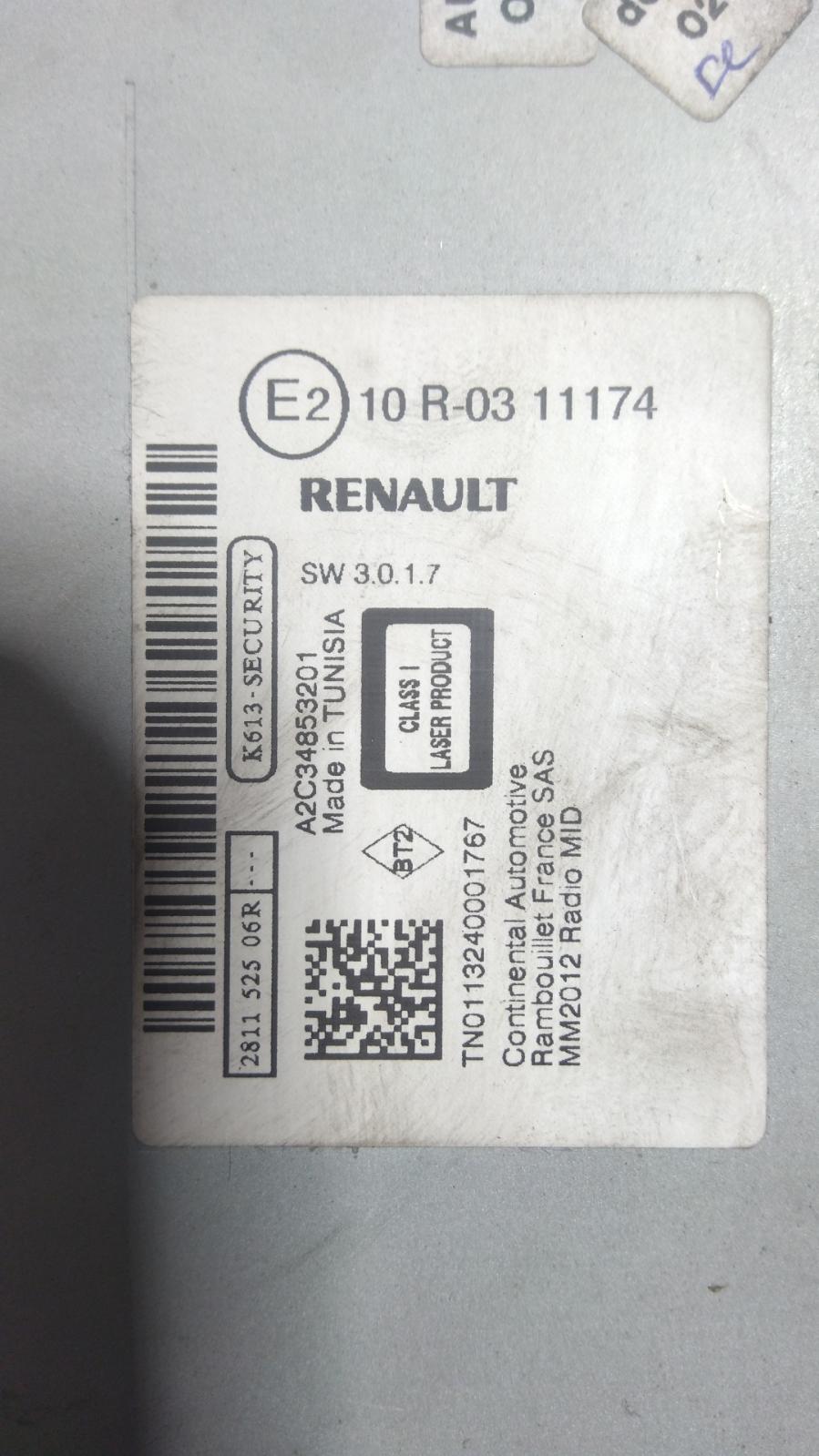 2014 Renault Megane Radio/Cd/Dvd/Sat/Tv View Auto part Radio/Cd/Dvd/Sat/Tv Renault Megane 2014