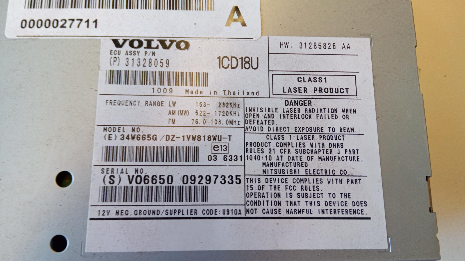 View Auto part Radio/Cd/Dvd/Sat/Tv Volvo S40 2010