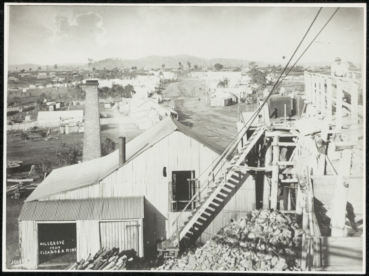 Hillgrove Public School Hillgrove township from Elanora Mine NSW