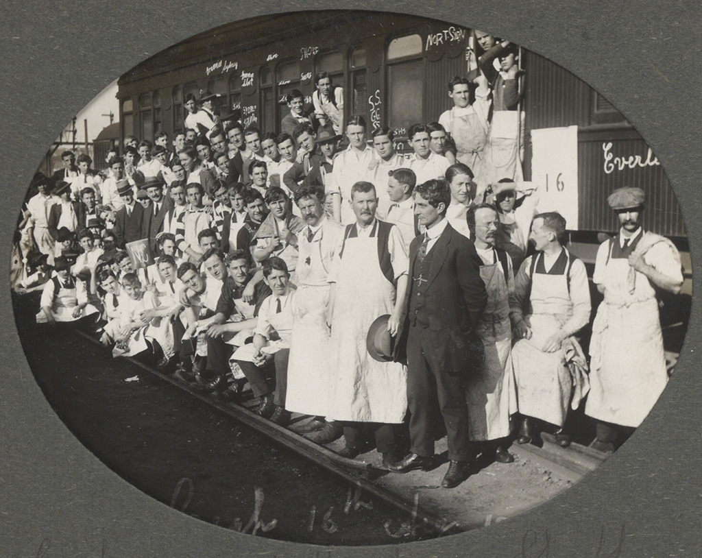 Photograph album of Eveleigh Workshops during the 1917 railway strike - Cooking and Waiting Staff Photograph album of Eveleigh Workshops during the 1917 railway strike - Cooking and Waiting Staff