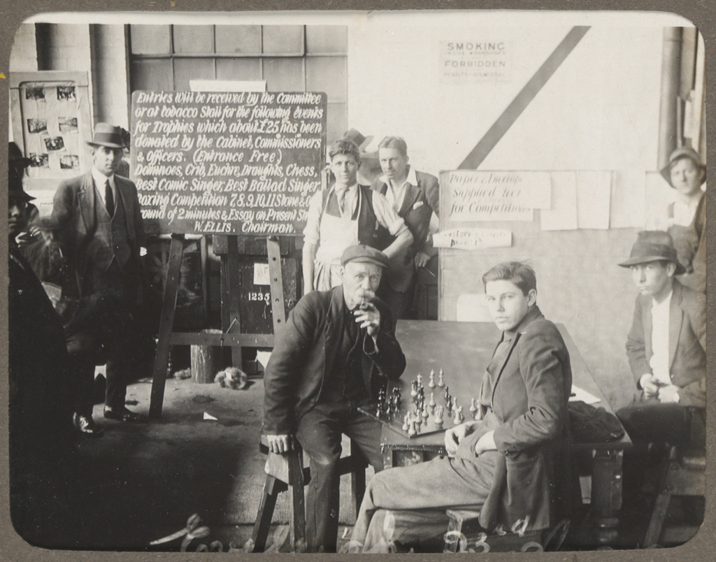Photograph album of Eveleigh Workshops during the 1917 railway strike - Chess tournament Photograph album of Eveleigh Workshops during the 1917 railway strike - Chess tournament