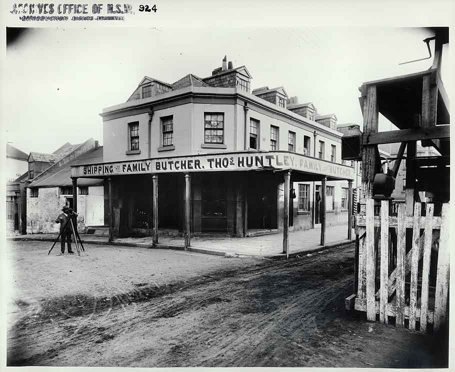 Thomas Huntley's Butcher Shop, Kent Street, Sydney (NSW) showing shaft for Kent Street intercepting sewer Thomas Huntley's Butcher Shop, Kent Street, Sydney (NSW) showing shaft for Kent Street intercepting sewer