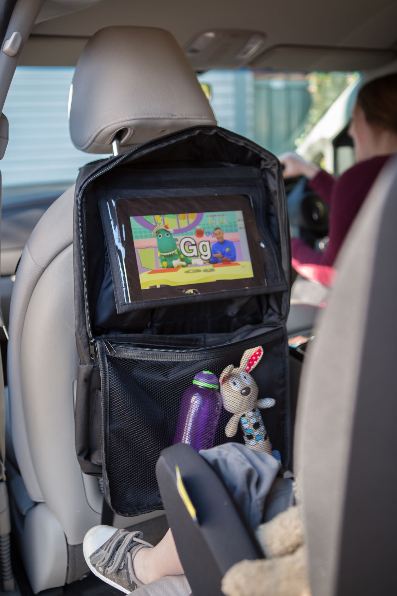 Zip up back seat organiser with tablet holder TTN Baby Warehouse