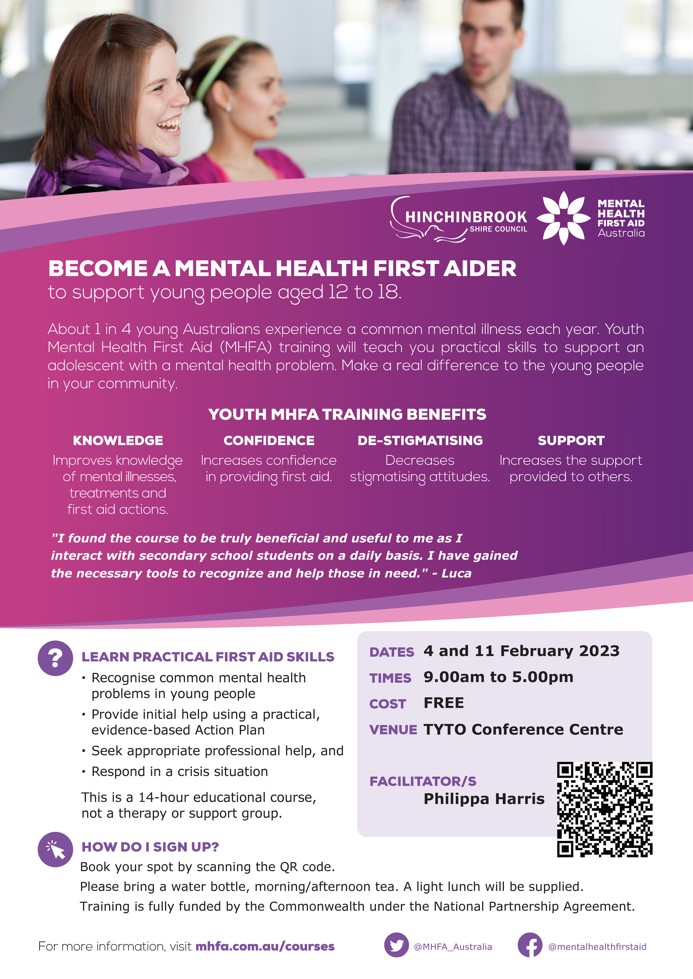 Media Release Free Mental Health First Aid Training