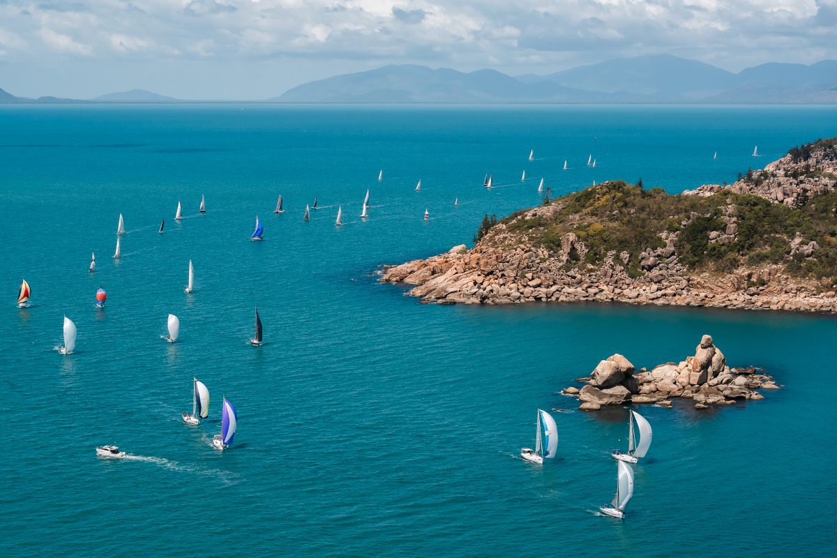 The yachts under kite add to the spectacular scenery - Revolution Productions