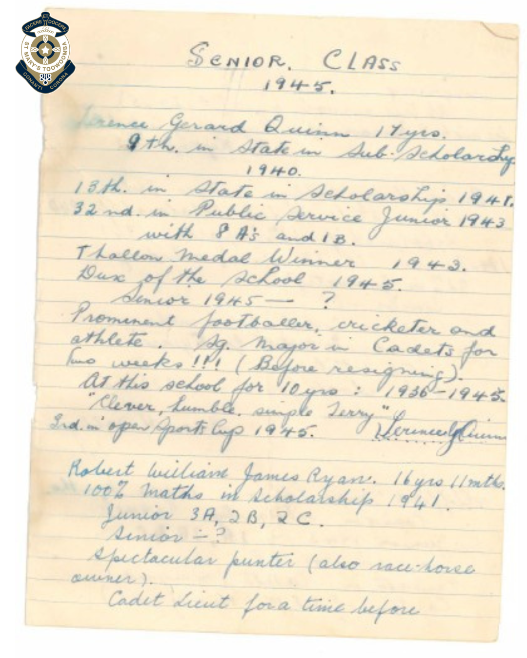 A Message Across Time: 1945 Time Capsule Discovered at St Mary’s College